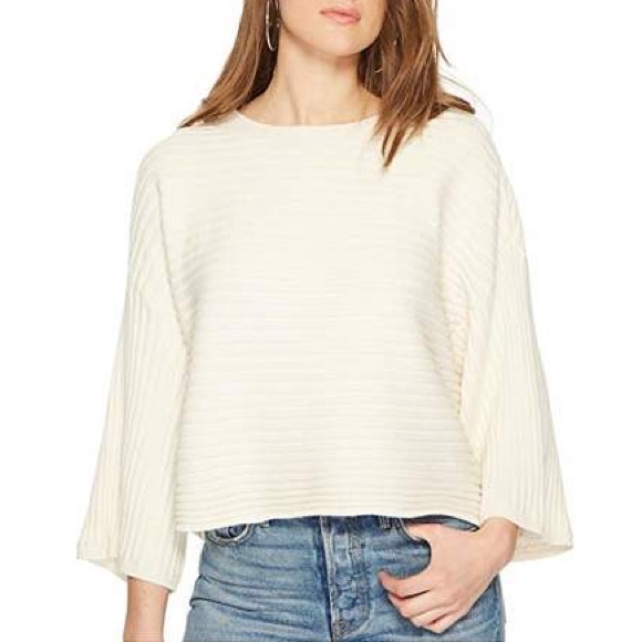 Jack by BB Dakota Claudel Ribbed Wide-Sleeve Cream Sweater Cotton Size M NWT - Picture 1 of 12